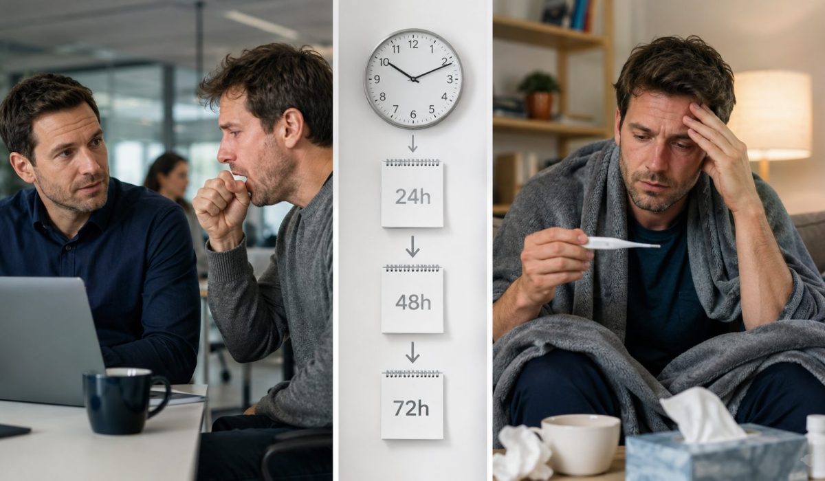 Homme exposé à une personne malade puis présentant des symptômes après 24 à 72 heures